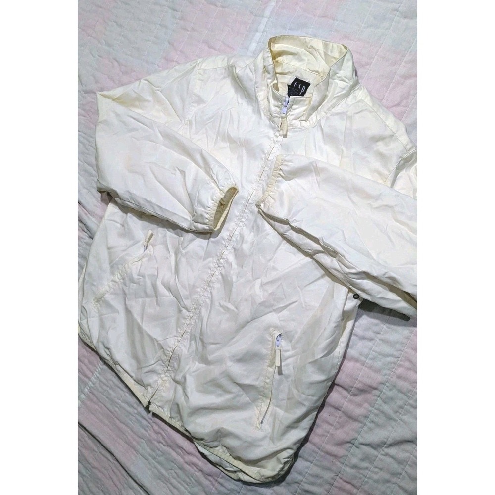 Vintage GAP Jacket Mens XL Nylon Mesh Lined Windbreaker Full Zip Track White Y2K